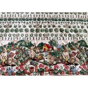 Wilton Court Bunny Garden Easter 50x64" Tablecloth Spring Rabbit Floral Cottage